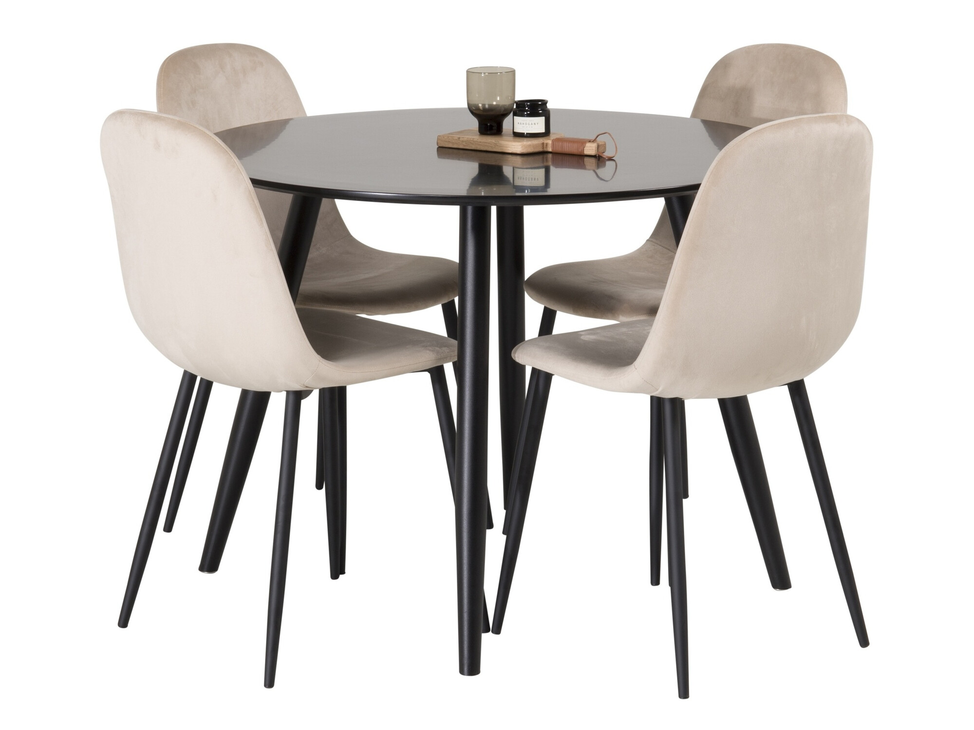 Conjunto de mesas y sillas para comedor Dallas 348 (Beige + Negro)