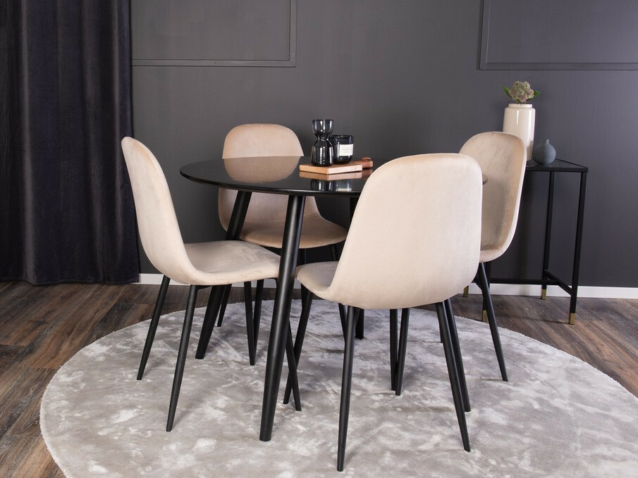 Conjunto de mesas y sillas para comedor Dallas 348 (Beige + Negro)