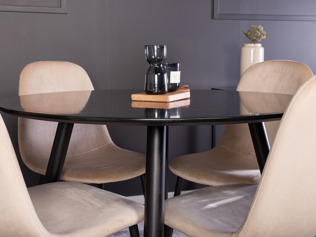 Conjunto de mesas y sillas para comedor Dallas 348 (Beige + Negro)