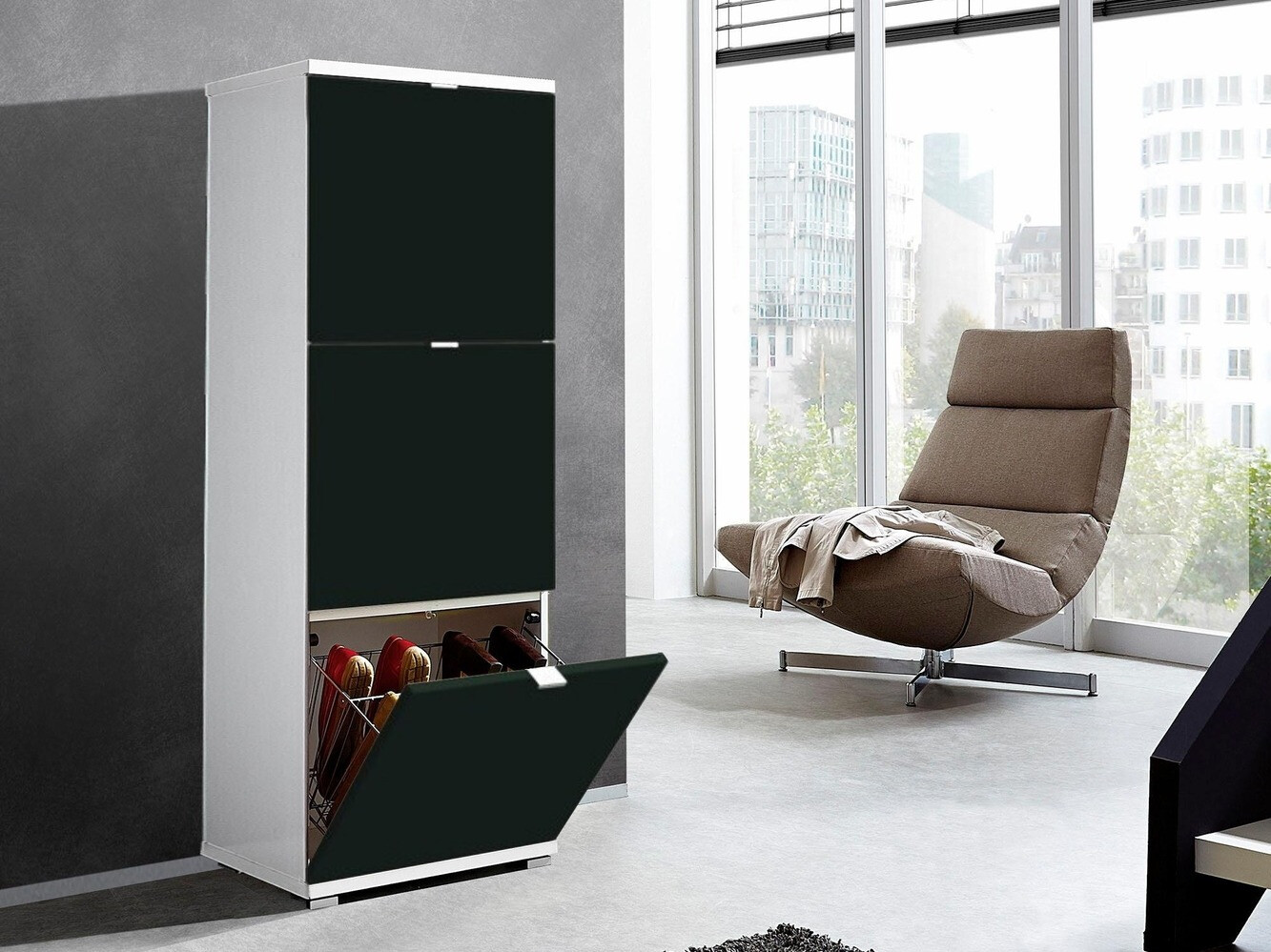 Zapatero Veltena 106 (Blanco brillante + Negro)