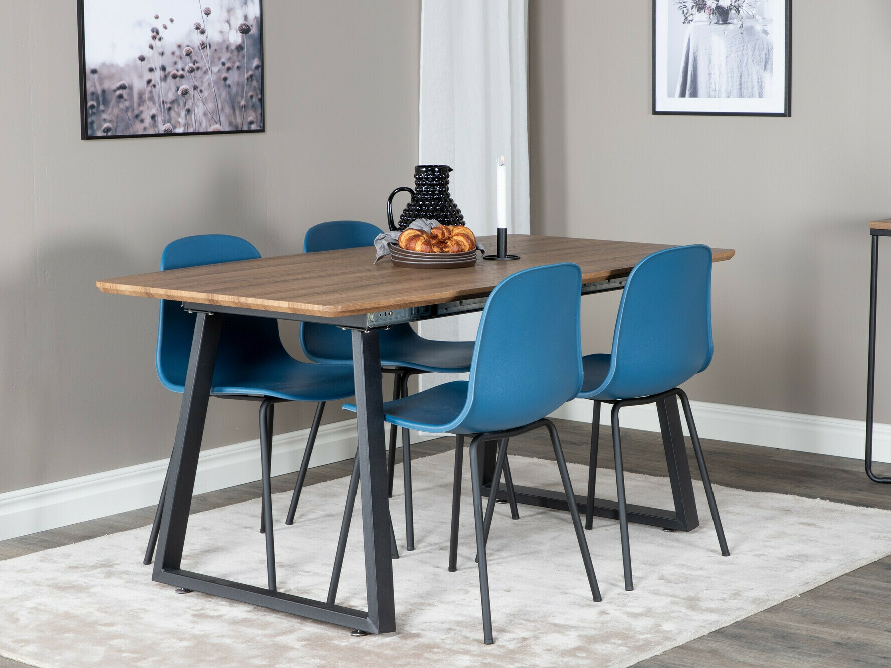 Conjunto de comedor Dallas 333 (Azul + Negro)