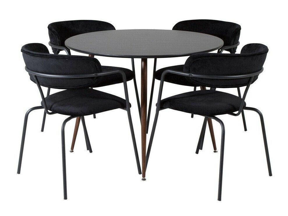 Conjunto de mesas y sillas para comedor Dallas 285 (Negro + Nuez)