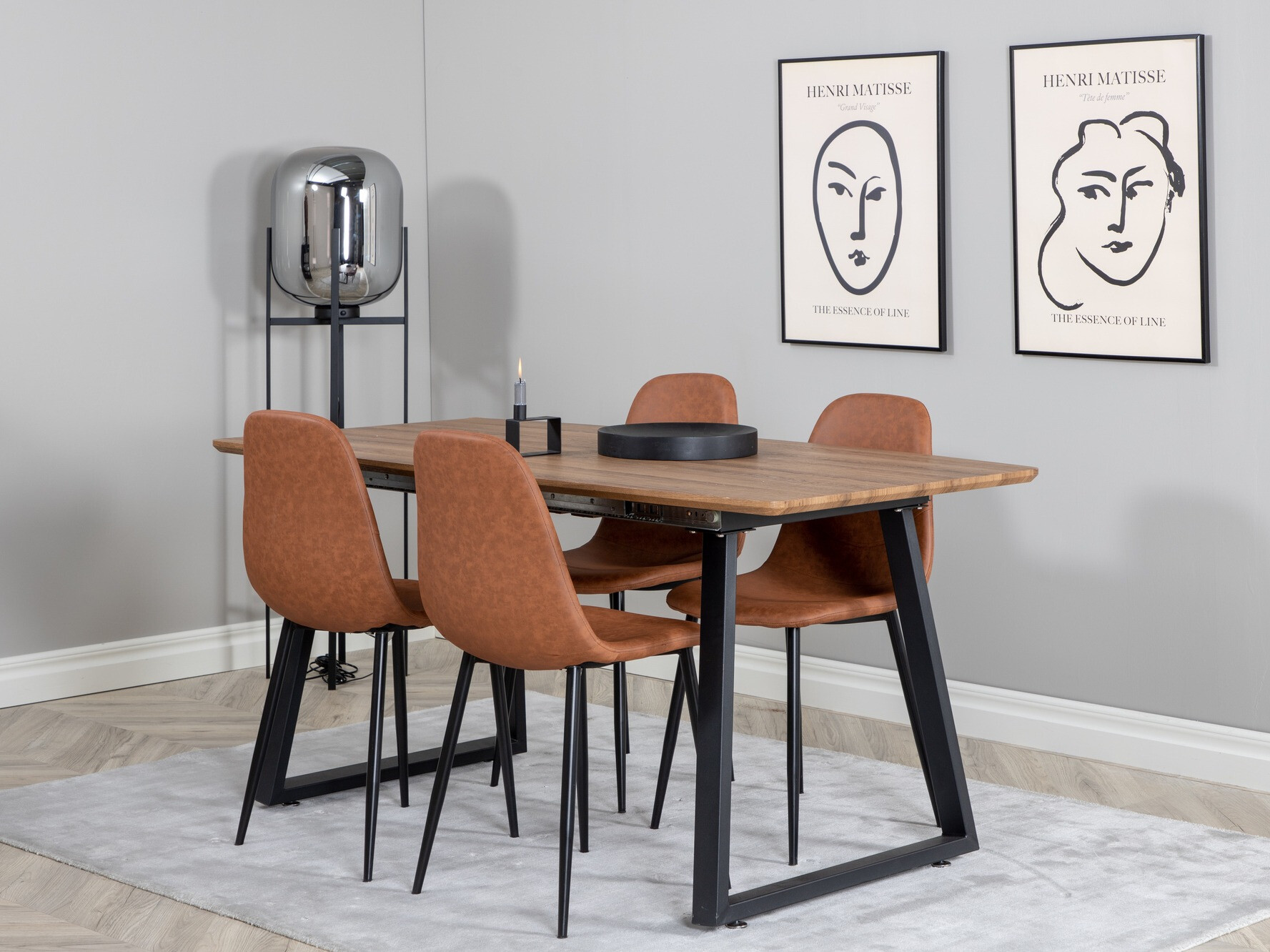 Conjunto de mesas y sillas para comedor Dallas 330 (Marrón + Negro)