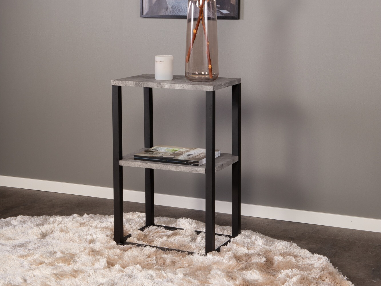 Mesa auxiliar Dallas 260 (Hormigón + Negro)