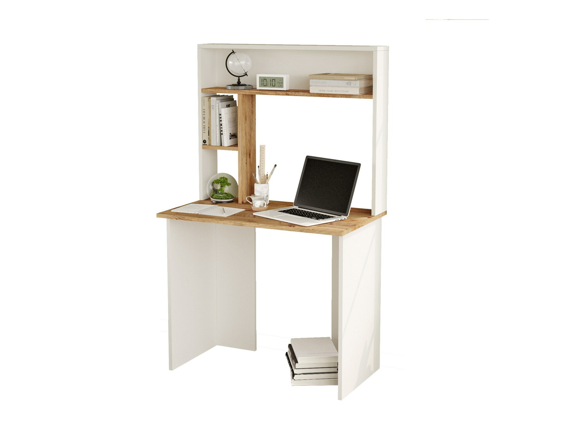 Mesa de oficina Asheboro 117 (Blanco + Pino)