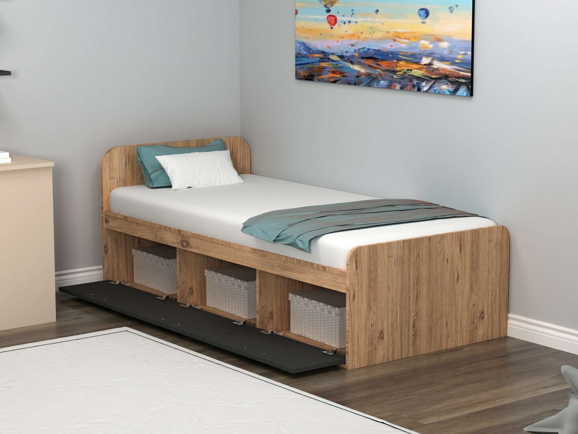 Cama Kailua 2185 (Antracita + Pino)