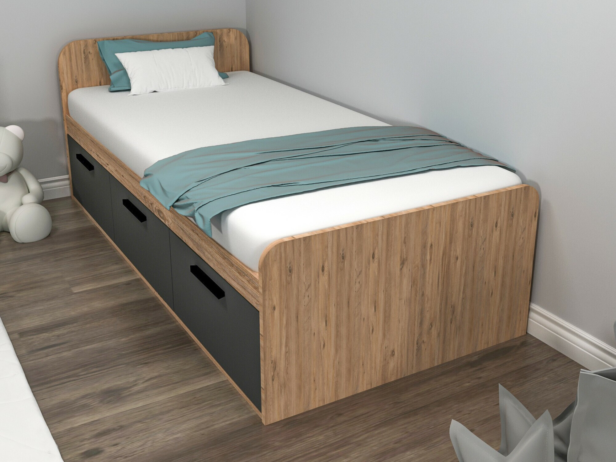 Cama Kailua 2185 (Antracita + Pino)