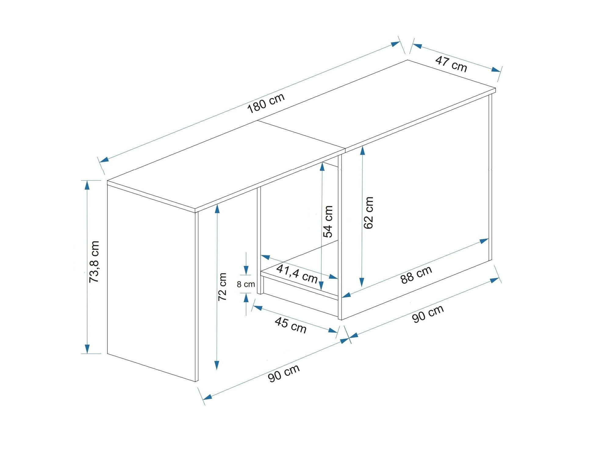 Mesa de oficina Kailua 2183 (Antracita + Pino)