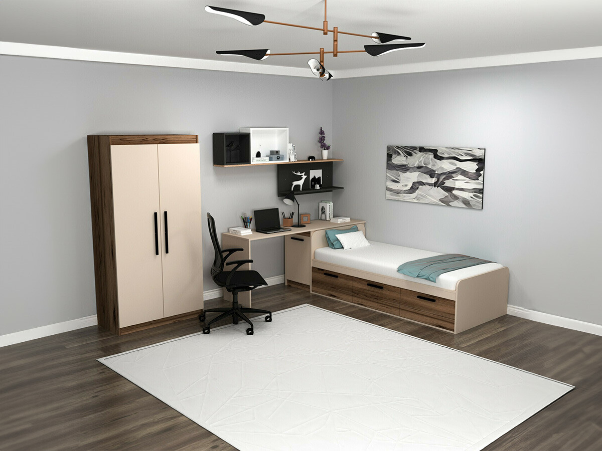 Estantería de pared Kailua 2184 (Blanco + Antracita + Pino)