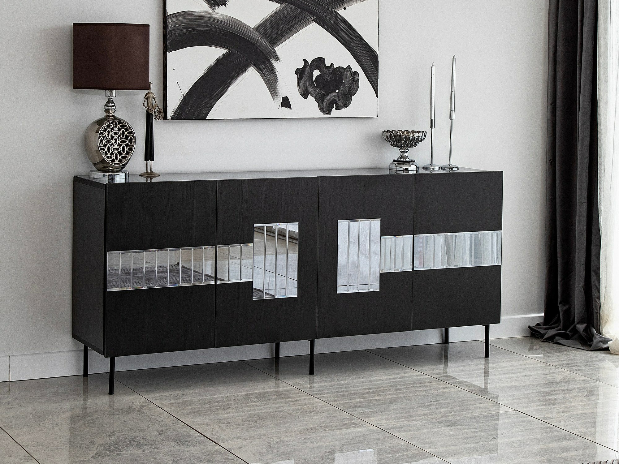 Aparador Kailua 2202 (Negro + plata)