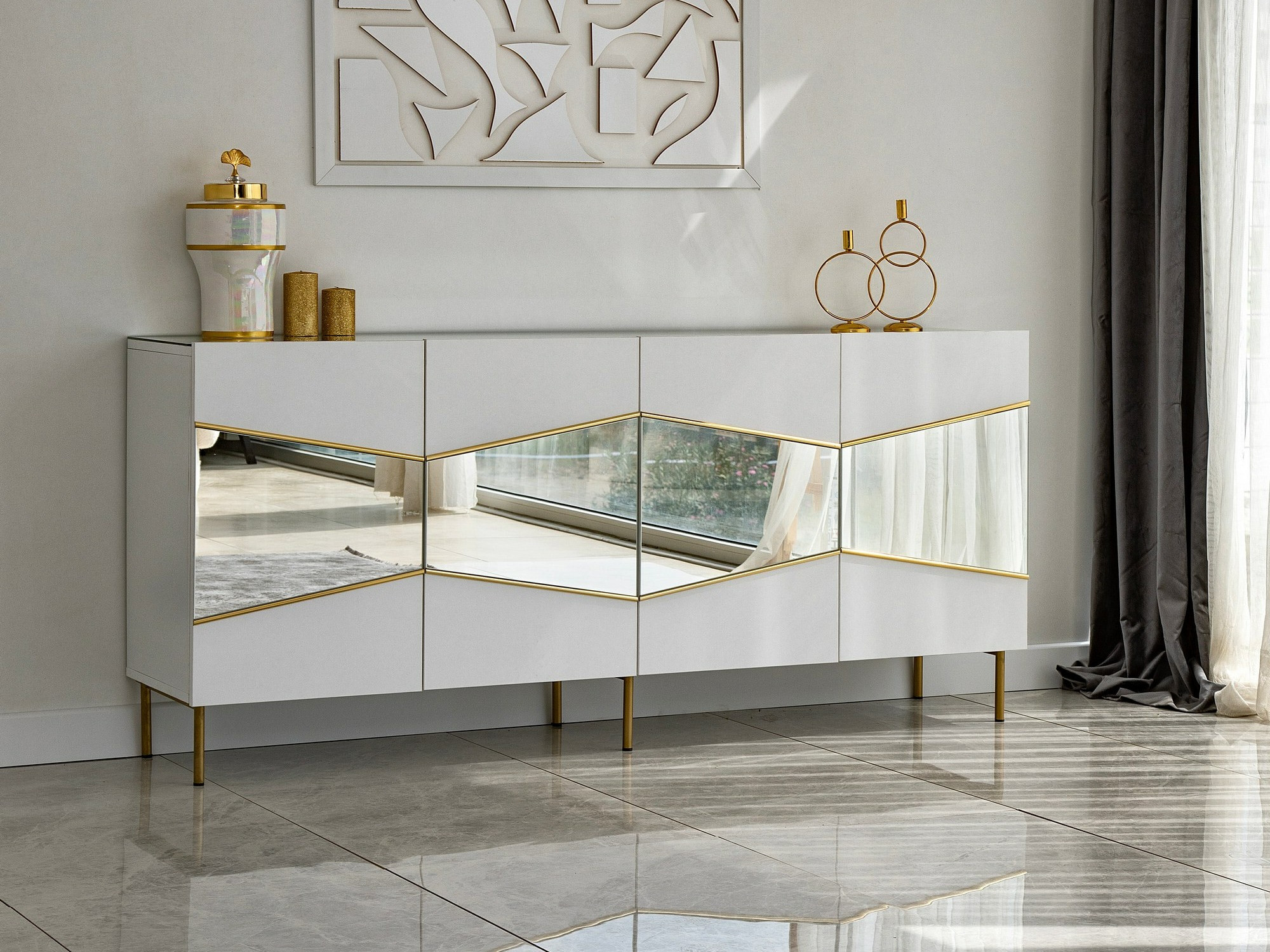 Aparador Kailua 2210 (Blanco + Dorado)