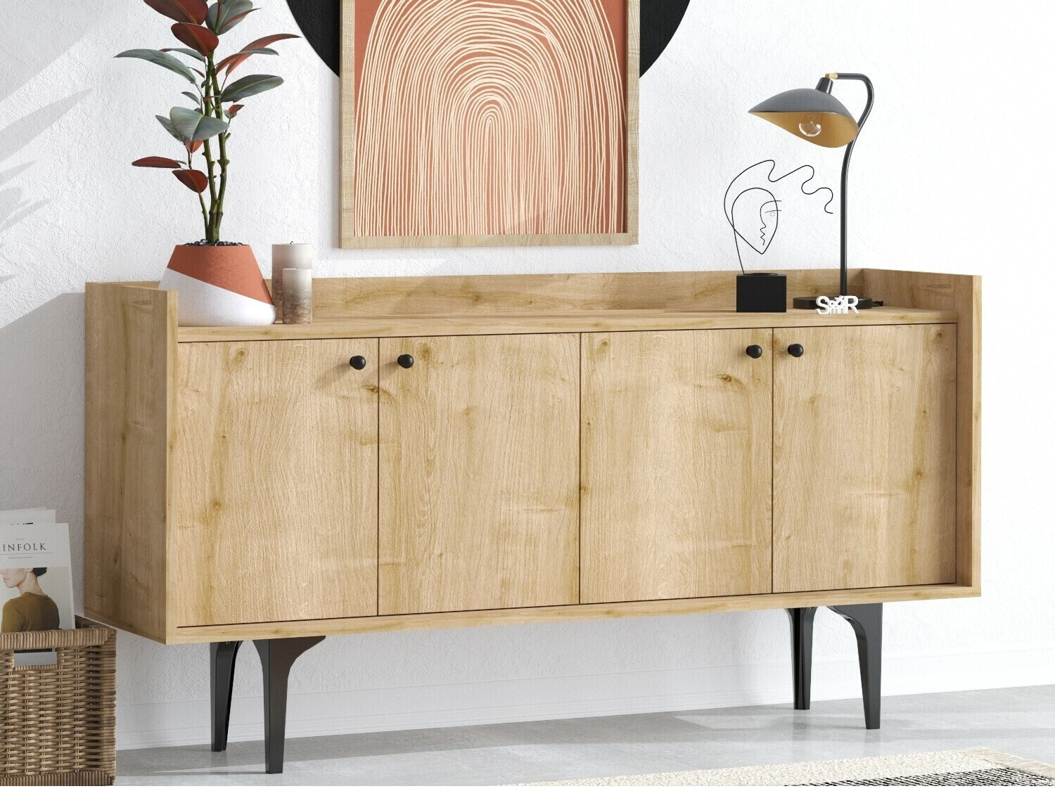 Aparador Kailua 2226 (Negro + Roble)