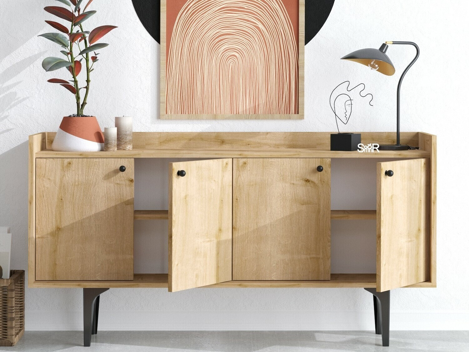 Aparador Kailua 2226 (Negro + Roble)