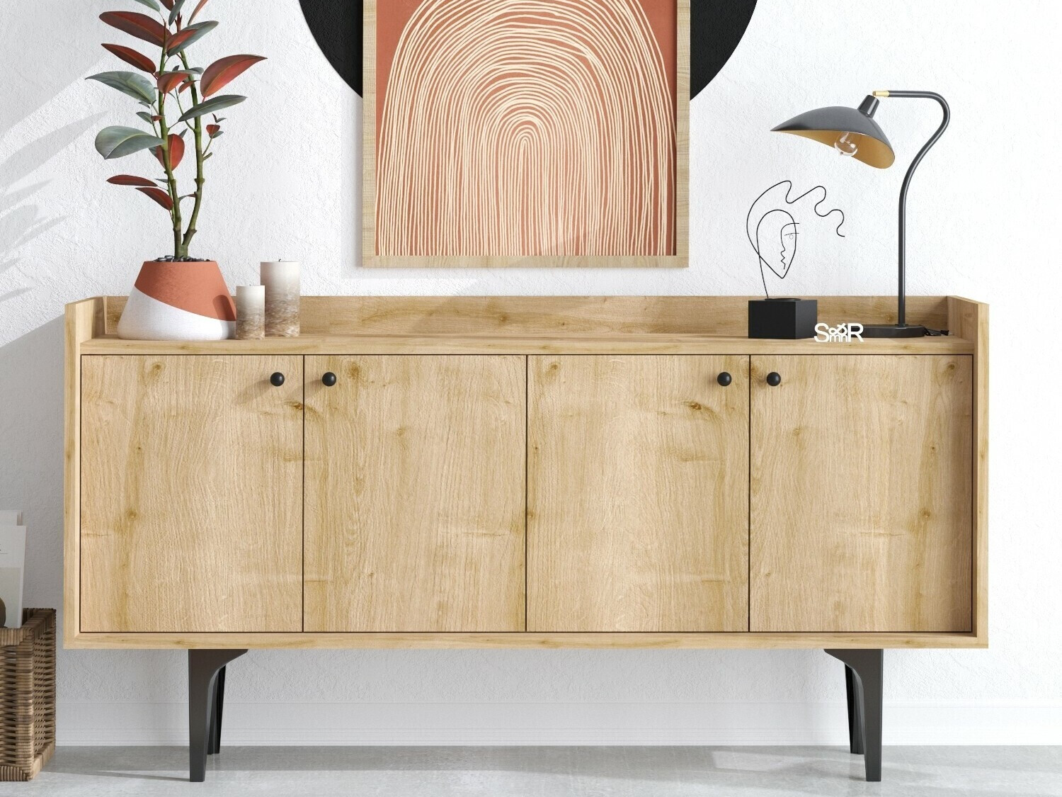 Aparador Kailua 2226 (Negro + Roble)