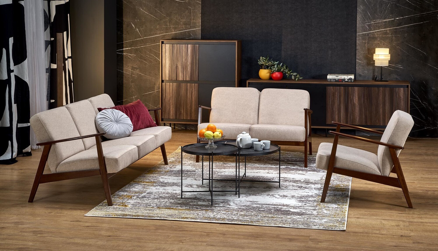 Sillón Houston 2116 (Beige + Nogal)