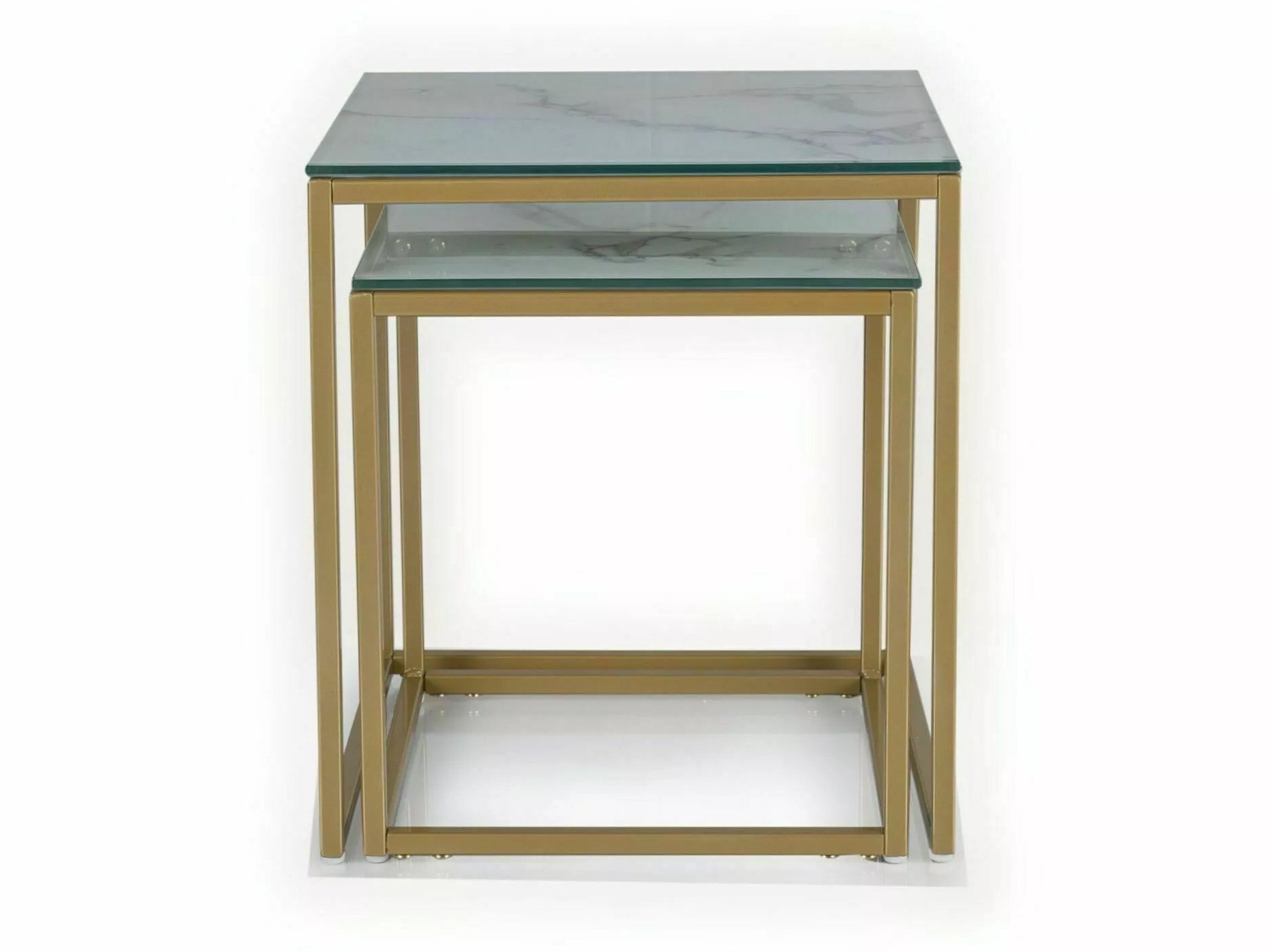 Conjunto mesa de centro Detroit 431 (Dorado + Mármol blanco)