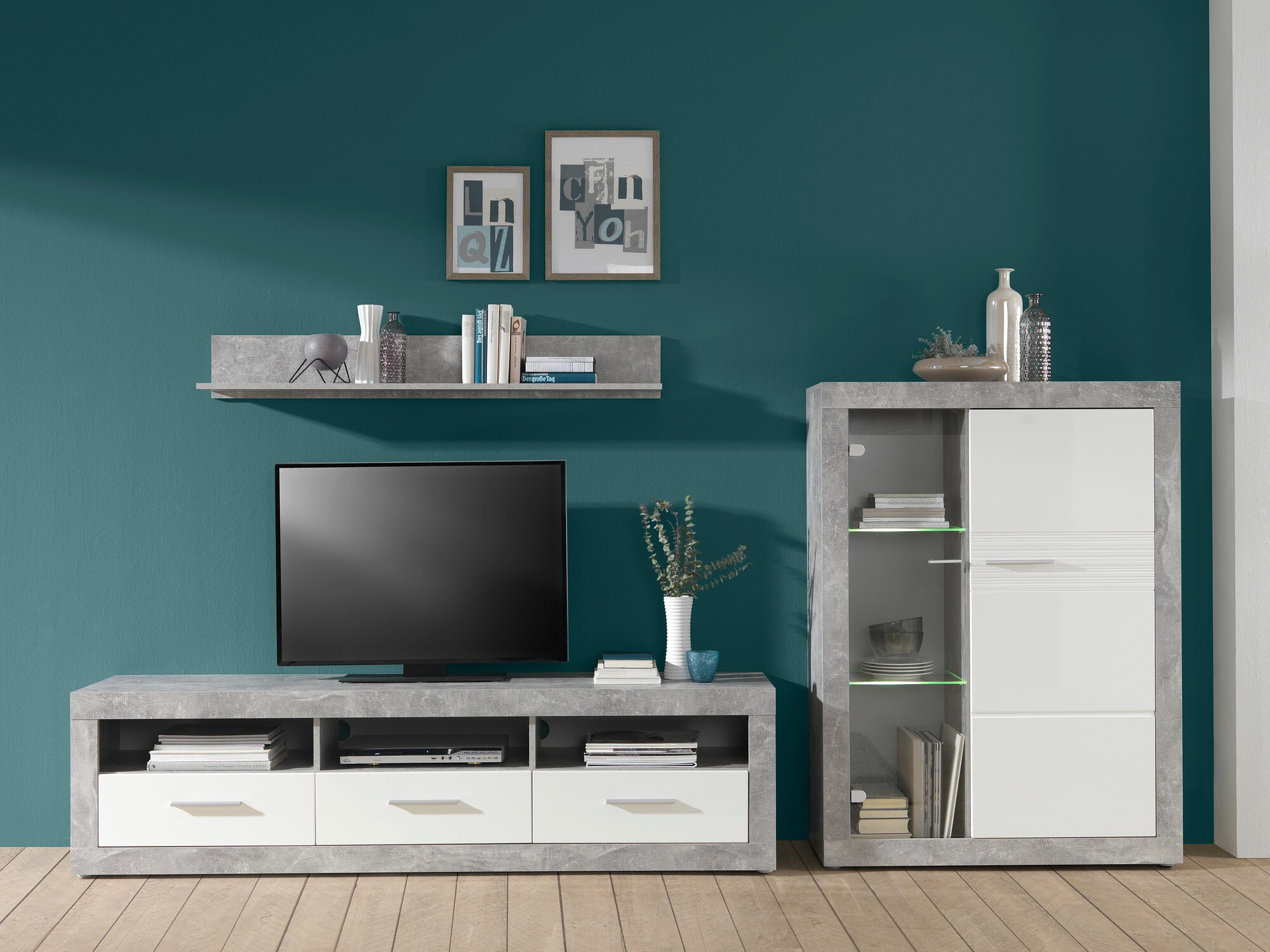 Mueble TV Romfera 103 (Blanco + Gris)