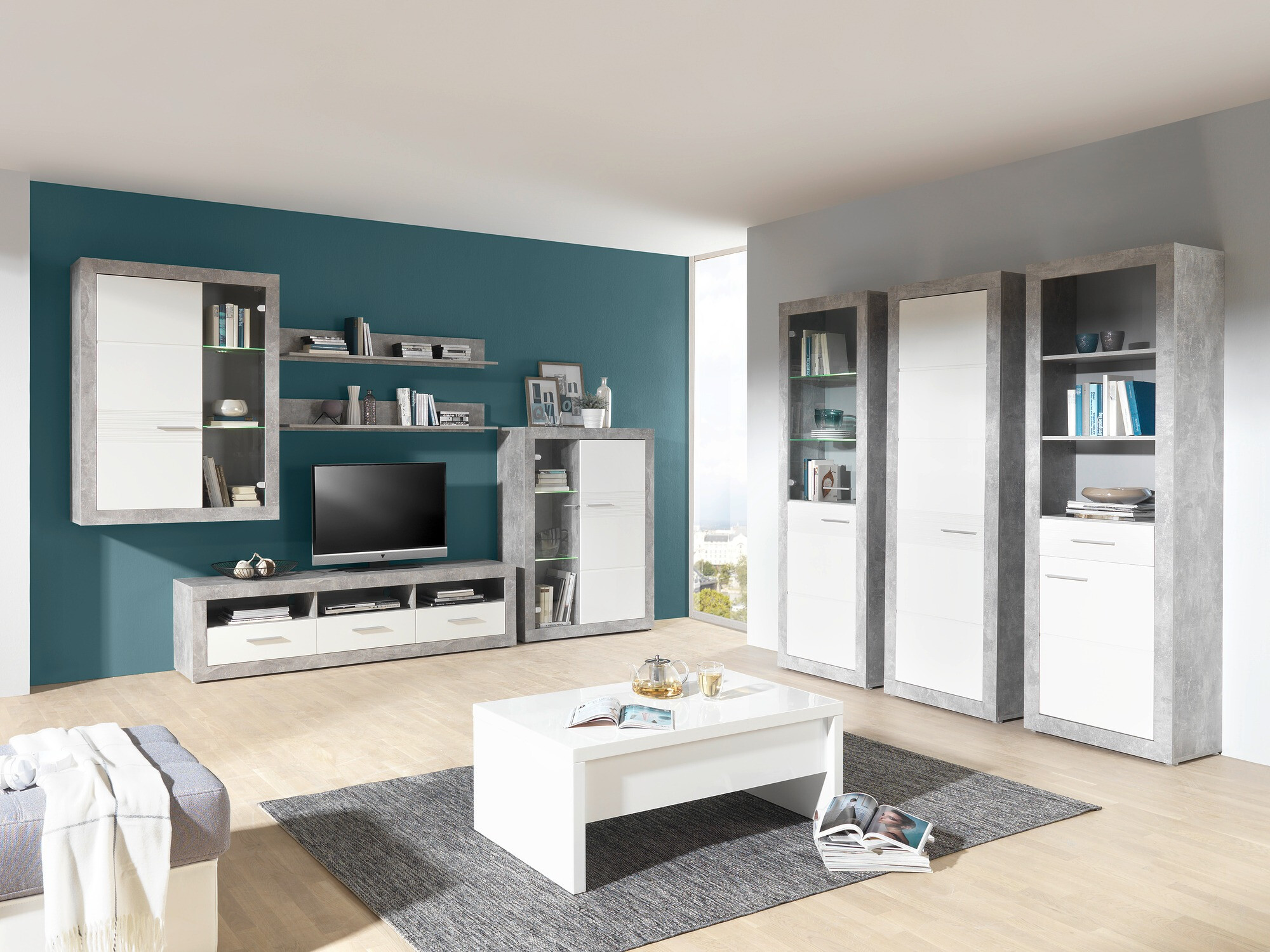 Mueble TV Romfera 103 (Blanco + Gris)