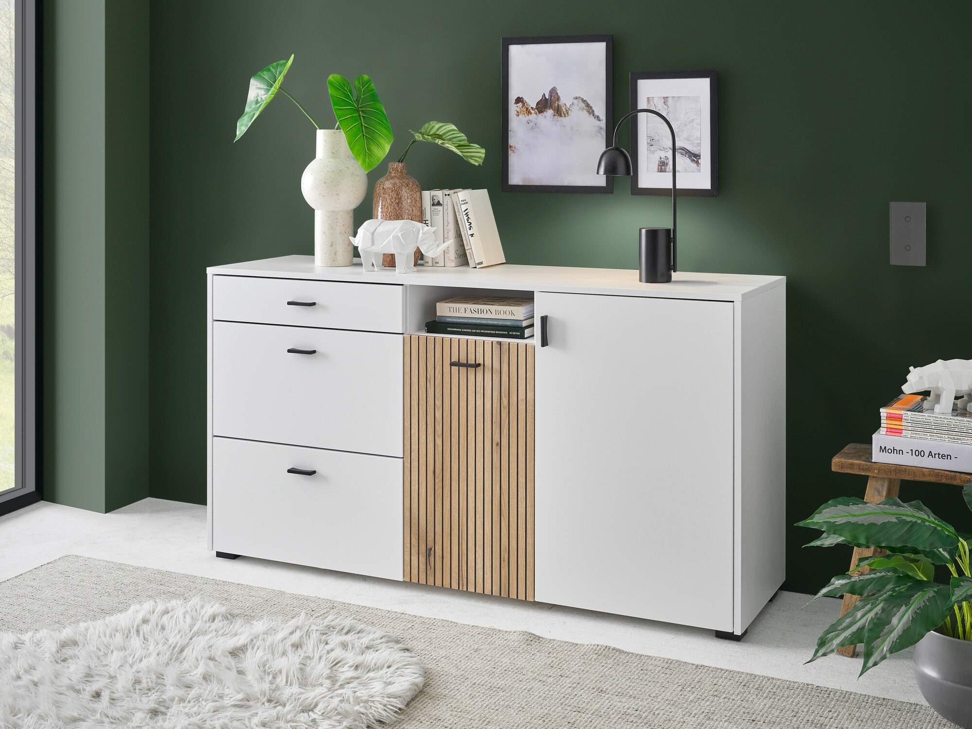 Cómoda Belmelu 107 (Blanco + Roble)