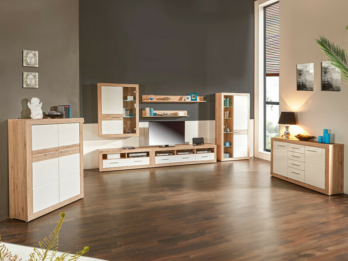 Estantería Romfera 107 (Blanco + Roble sanremo)