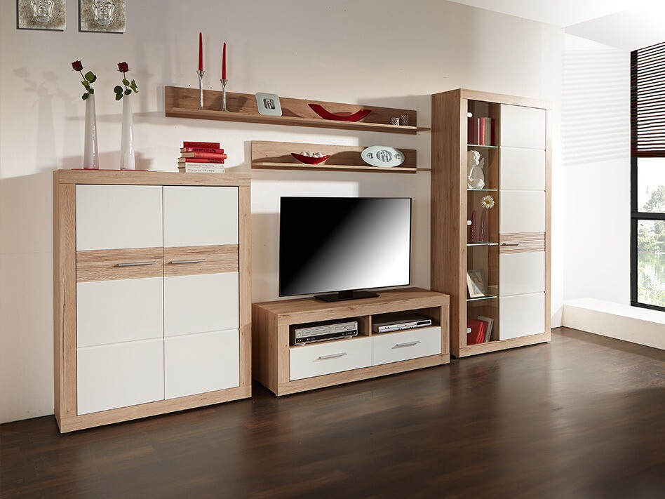 Mueble TV Romfera 102 (Blanco + Roble sanremo)