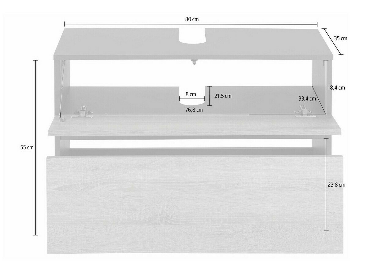 Armario de baño de pie para lavabo Soncamu 109 (Roble)