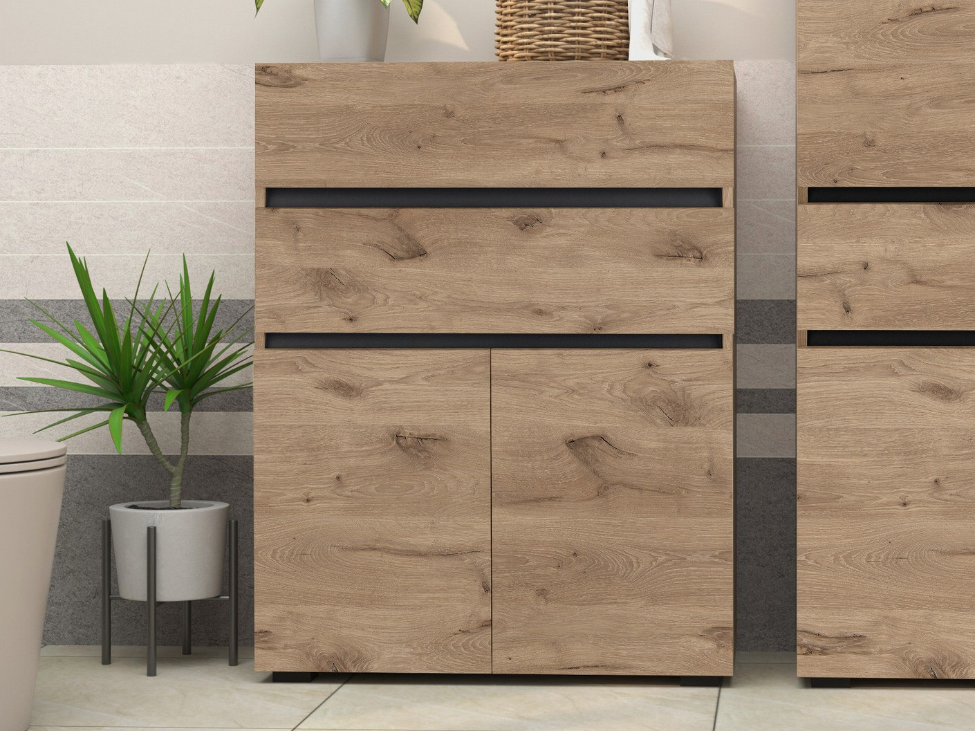 Armario de pie para baño Soncamu 101 (Roble)