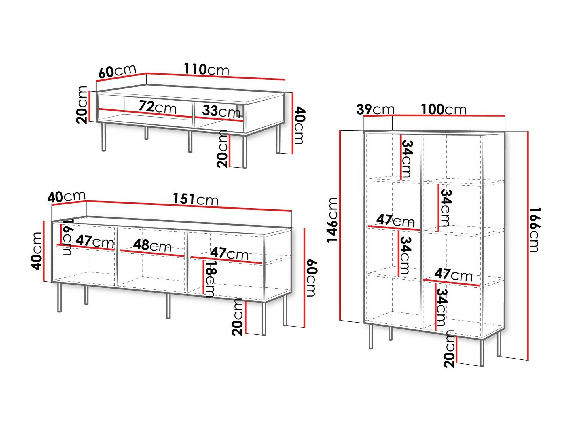 Conjunto de salón Celra (Blanco)