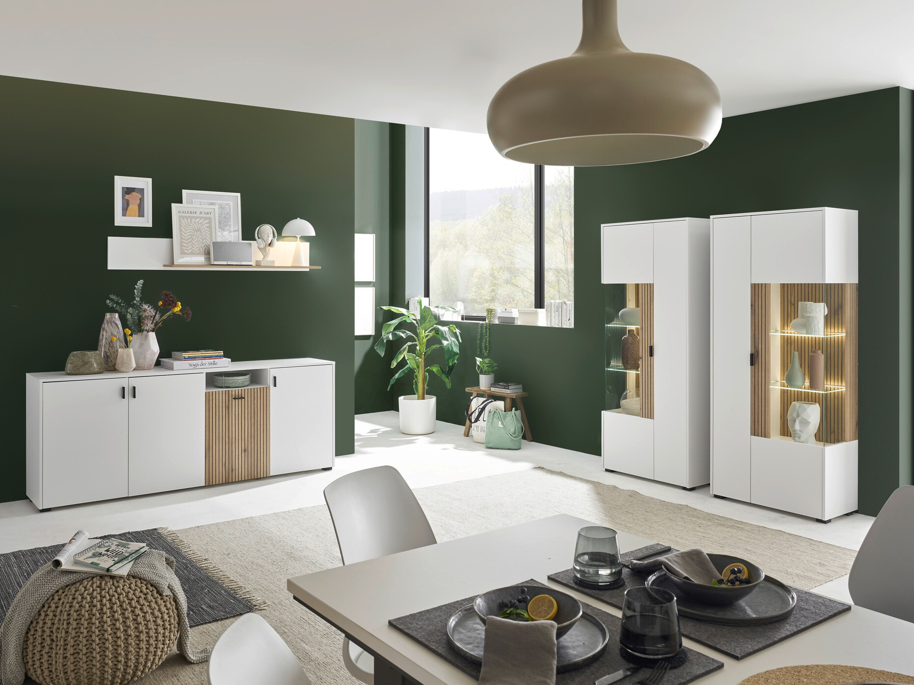 Estantería de pared Belmelu 112 (Blanco + Roble)