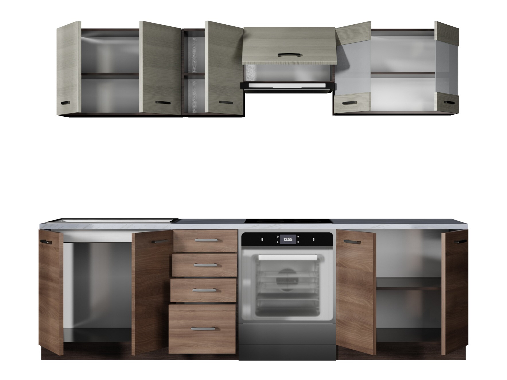 Conjunto de cocina Houston 1138 (Roble oscuro + Roble claro)