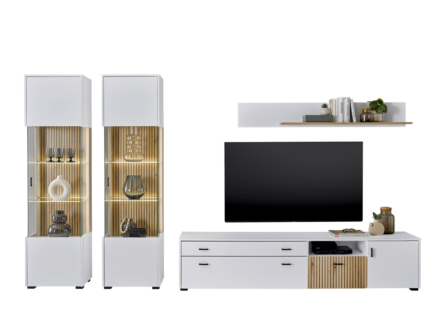 Conjunto de salón Belmelu 117 (Blanco + Roble)