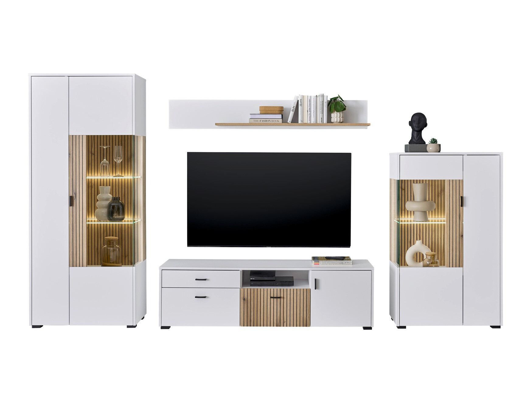 Conjunto de salón Belmelu 118 (Blanco + Roble)