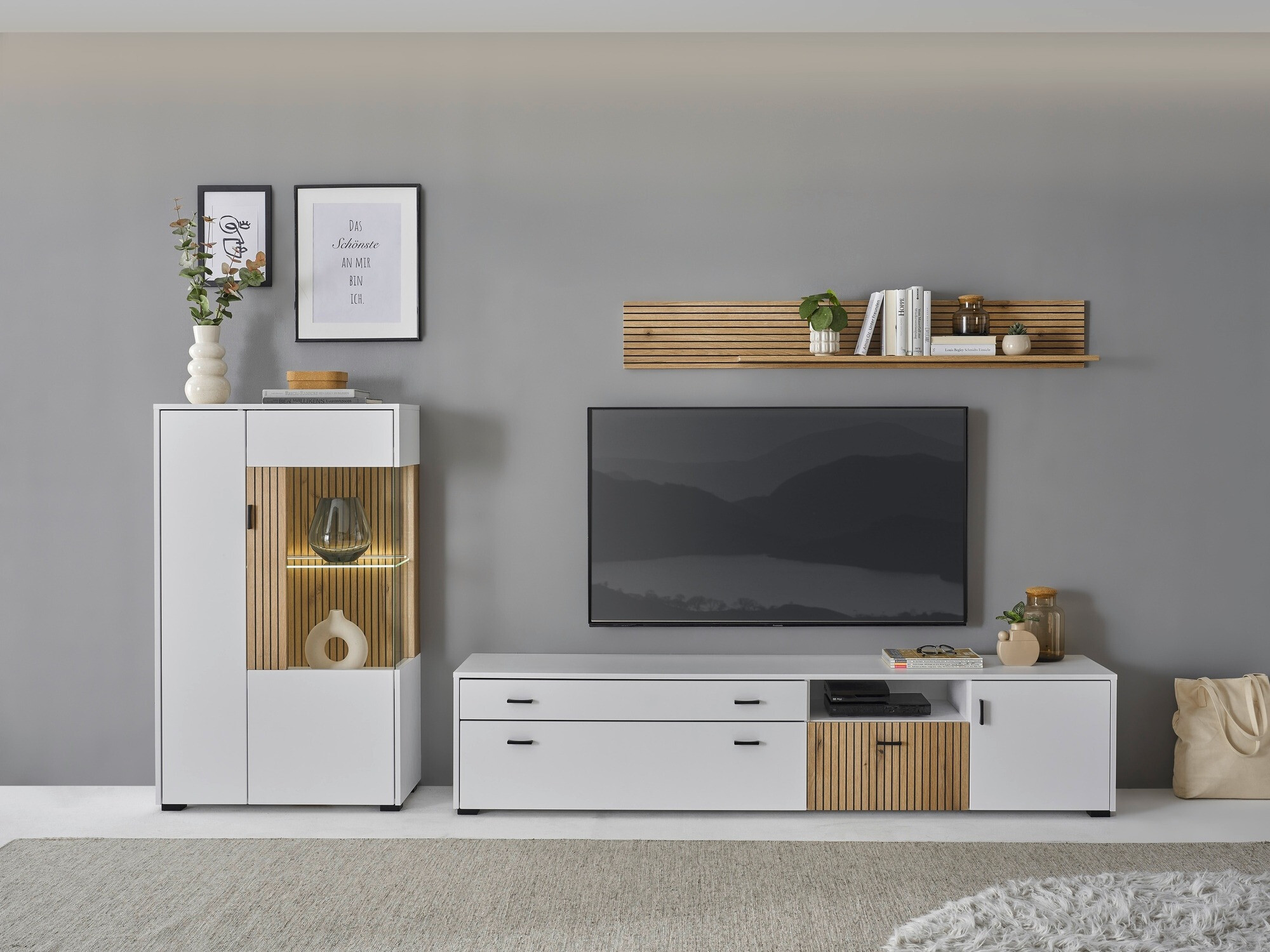 Conjunto de salón Belmelu 119 (Blanco + Roble)