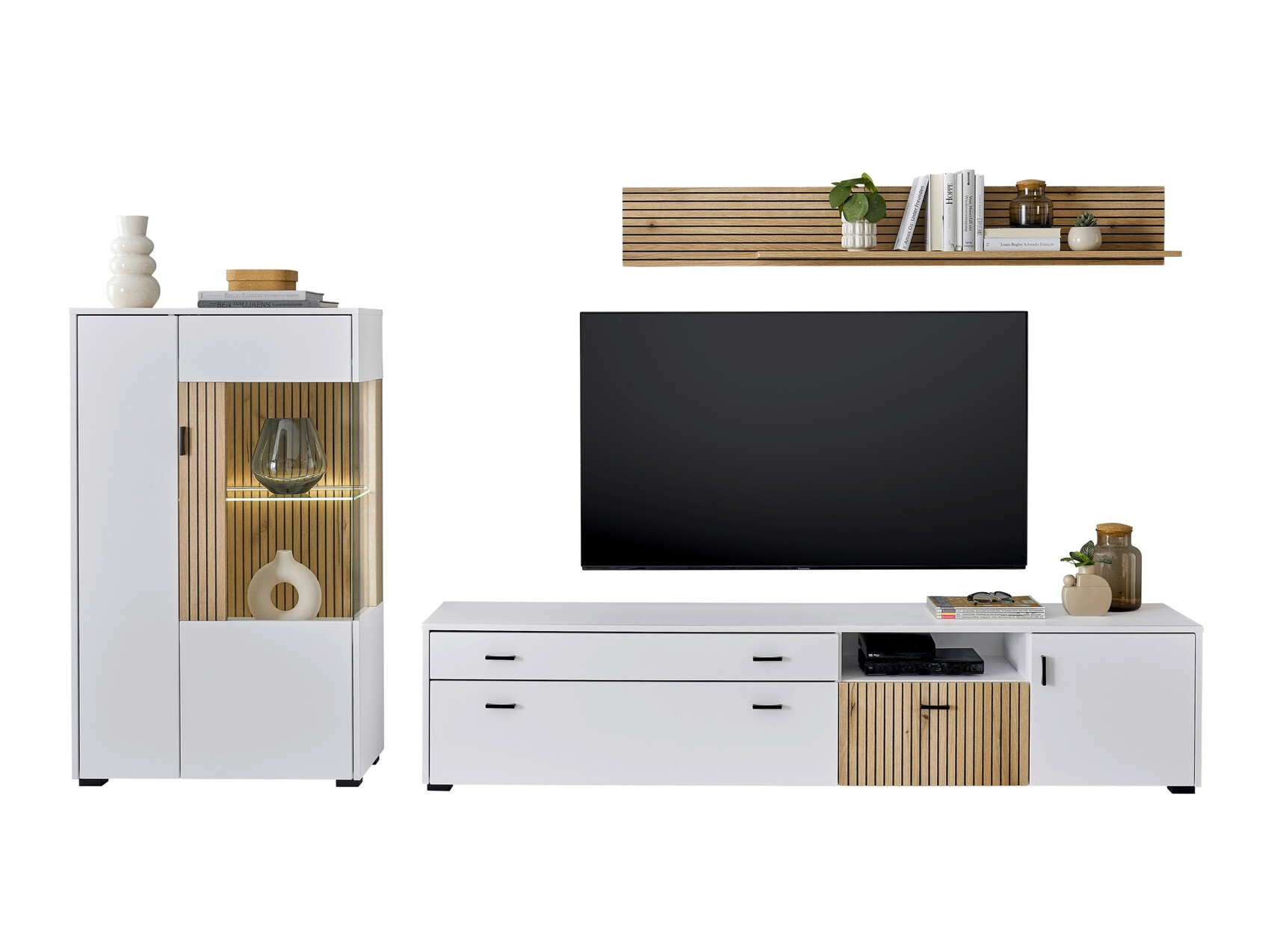 Conjunto de salón Belmelu 119 (Blanco + Roble)