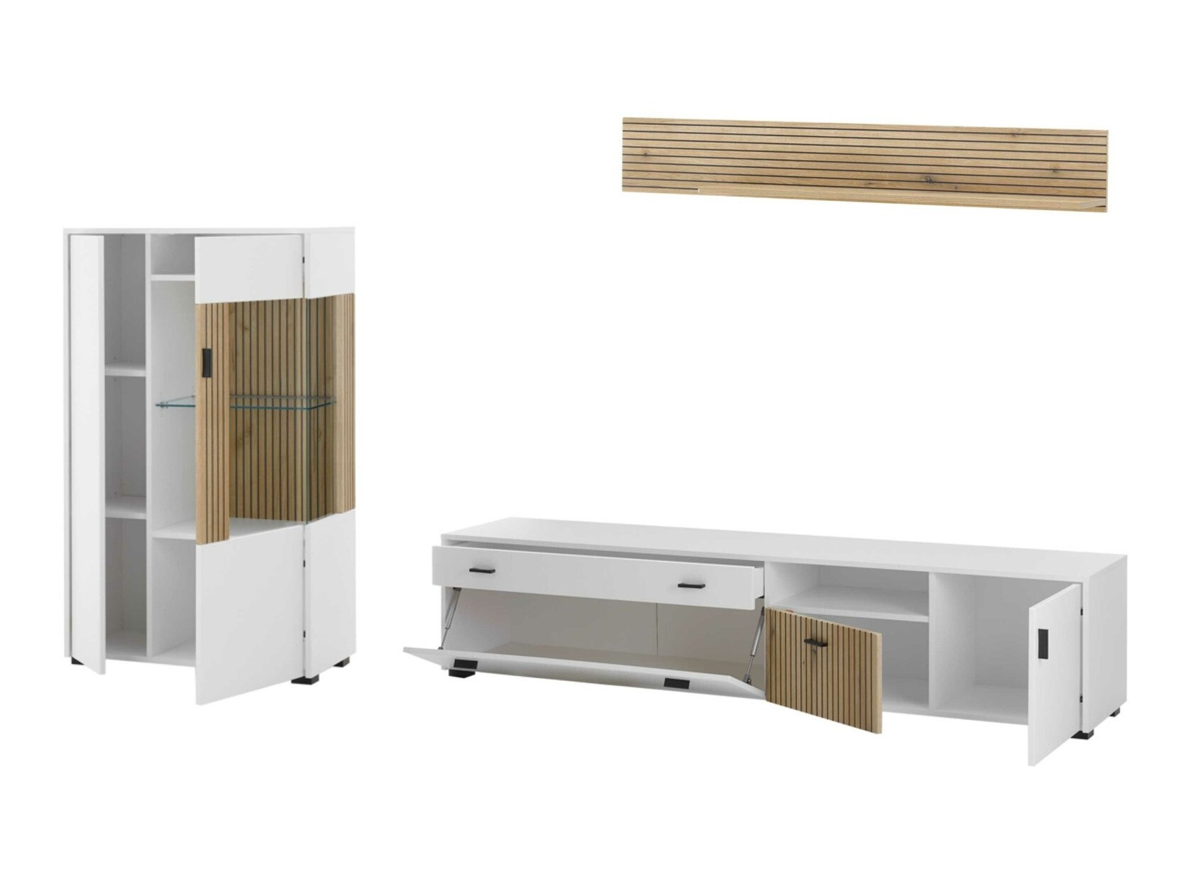 Conjunto de salón Belmelu 119 (Blanco + Roble)