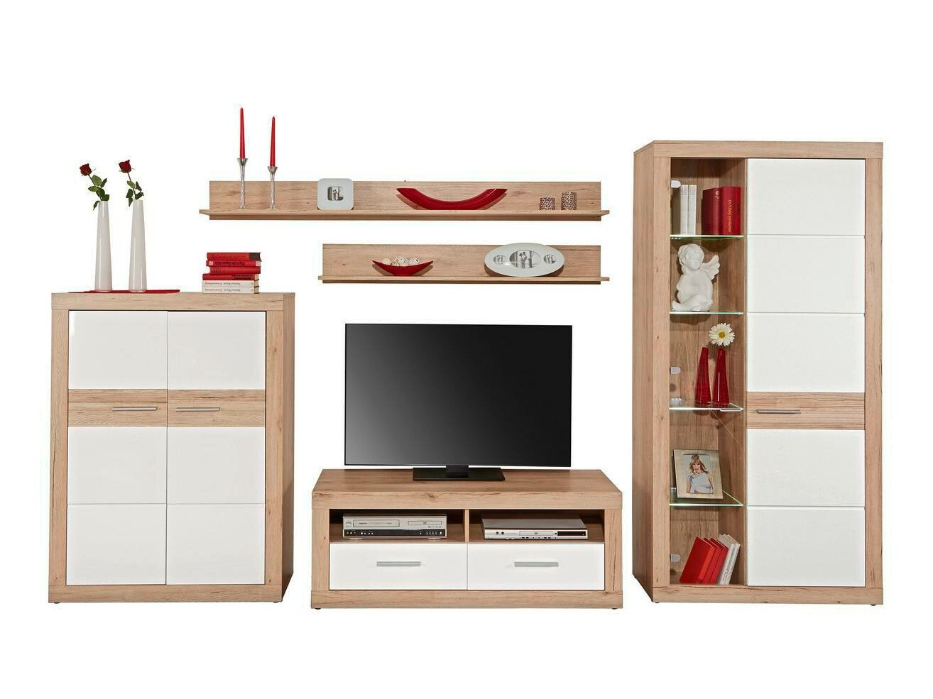 Conjunto de salón Romfera 115 (Roble sanremo + Blanco)