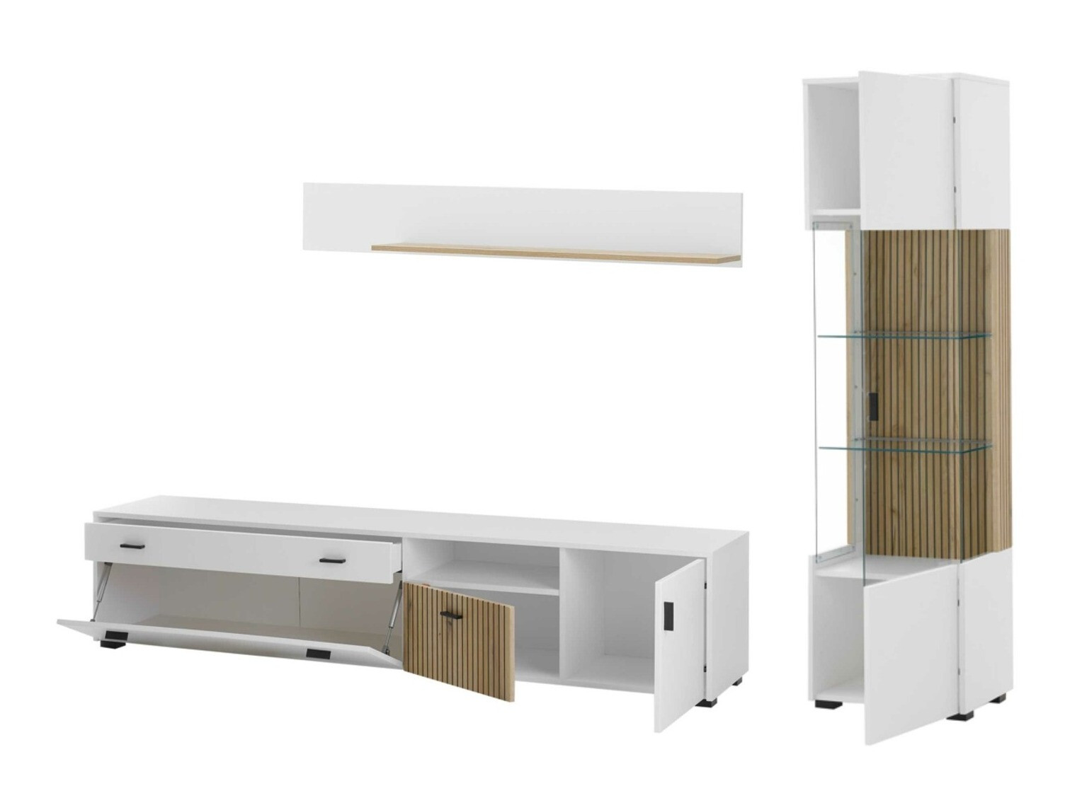 Conjunto de salón Belmelu 121 (Blanco + Roble)