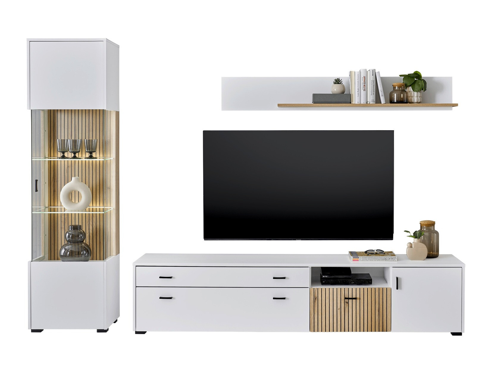 Conjunto de salón Belmelu 121 (Blanco + Roble)