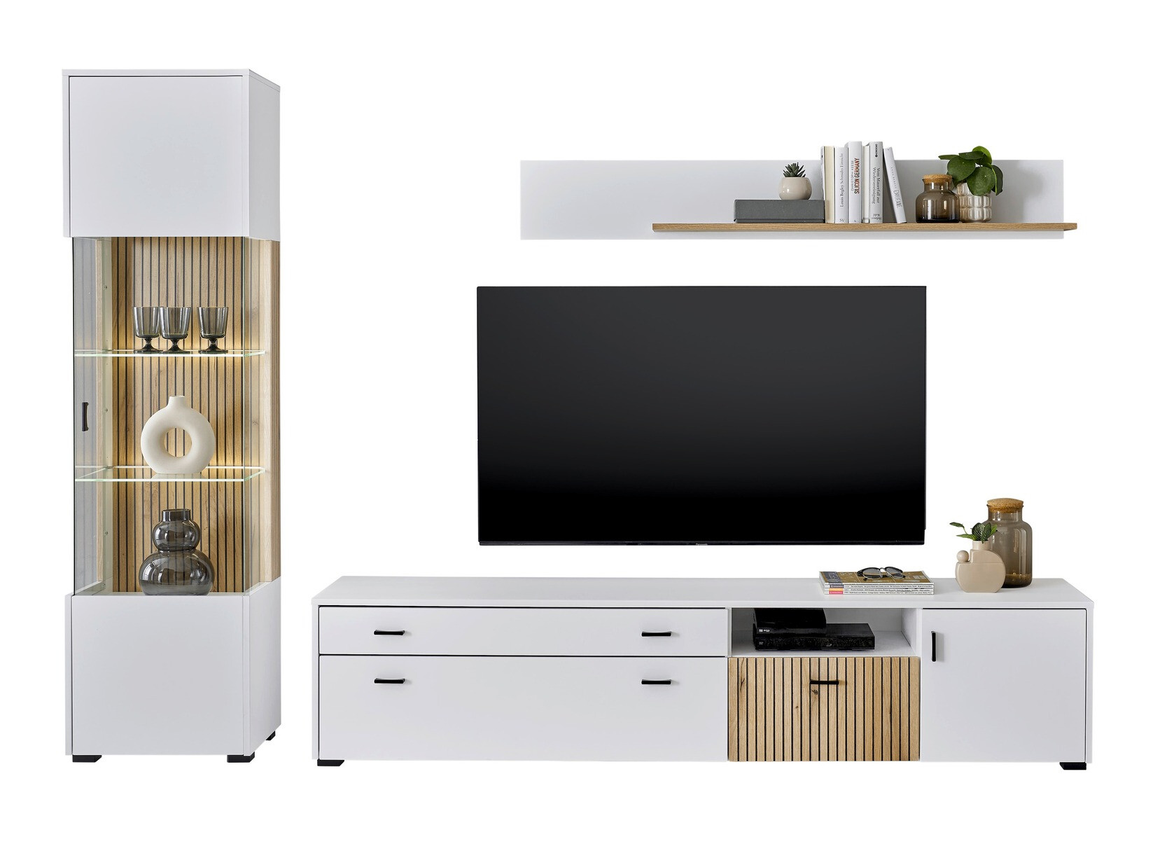 Conjunto de salón Belmelu 121 (Blanco + Roble)