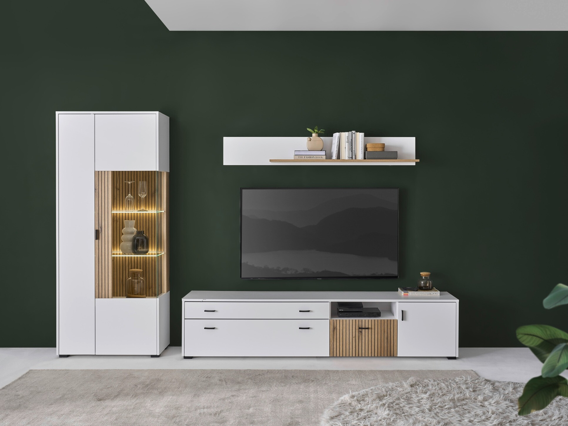 Conjunto de salón Belmelu 124 (Blanco + Roble)