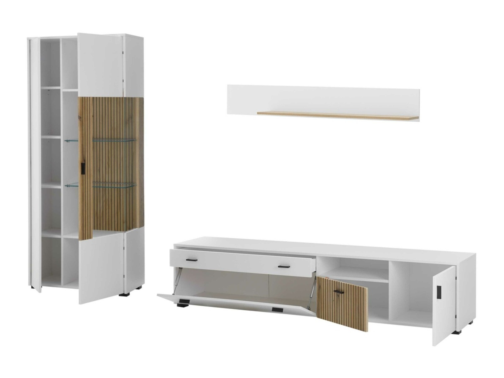 Conjunto de salón Belmelu 124 (Blanco + Roble)