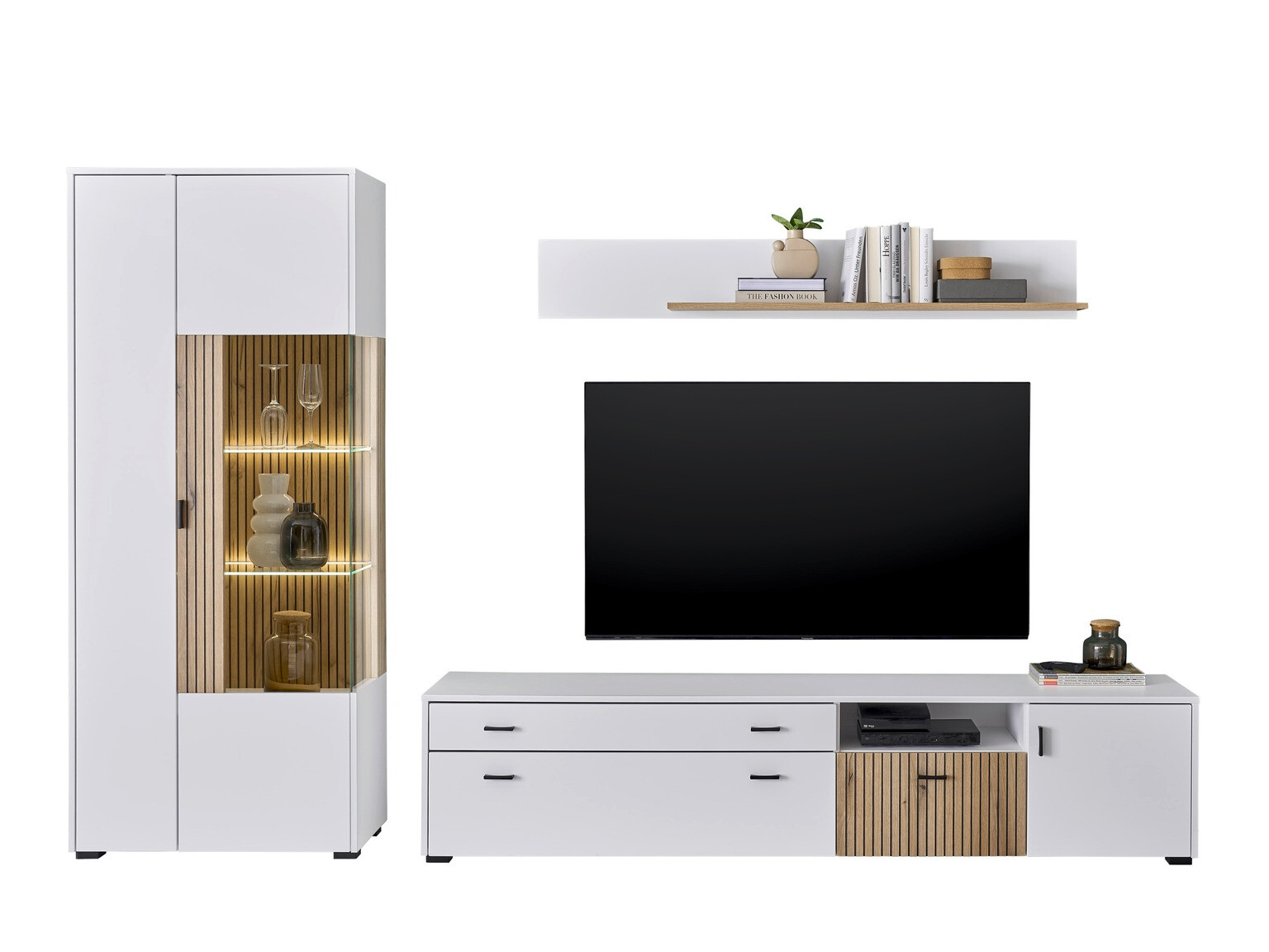 Conjunto de salón Belmelu 124 (Blanco + Roble)