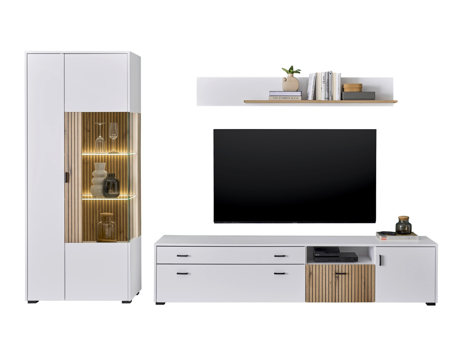 Conjunto de salón Belmelu 124 (Blanco + Roble)