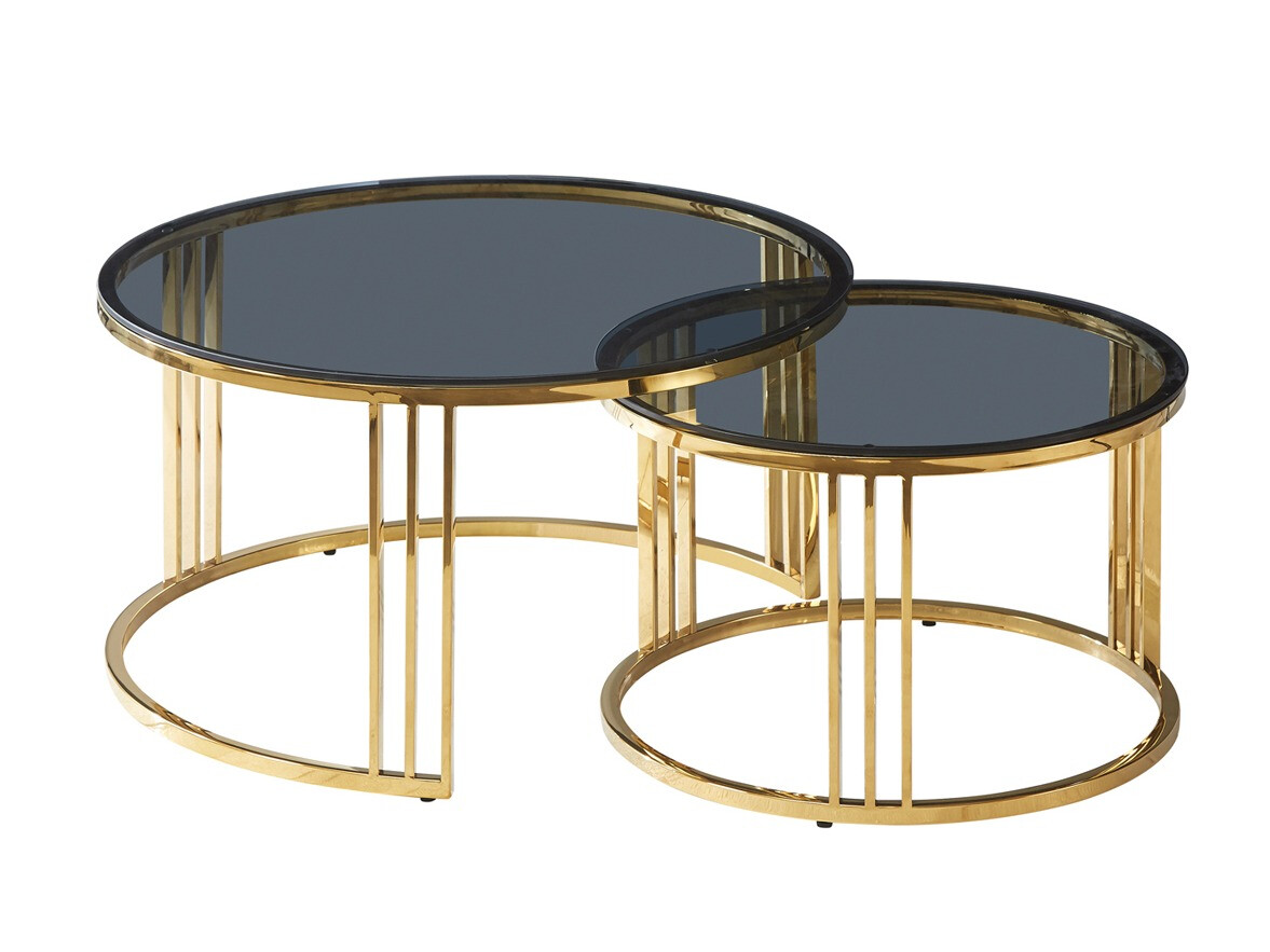 Conjunto mesa de centro Detroit 456 (Dorado + Negro)