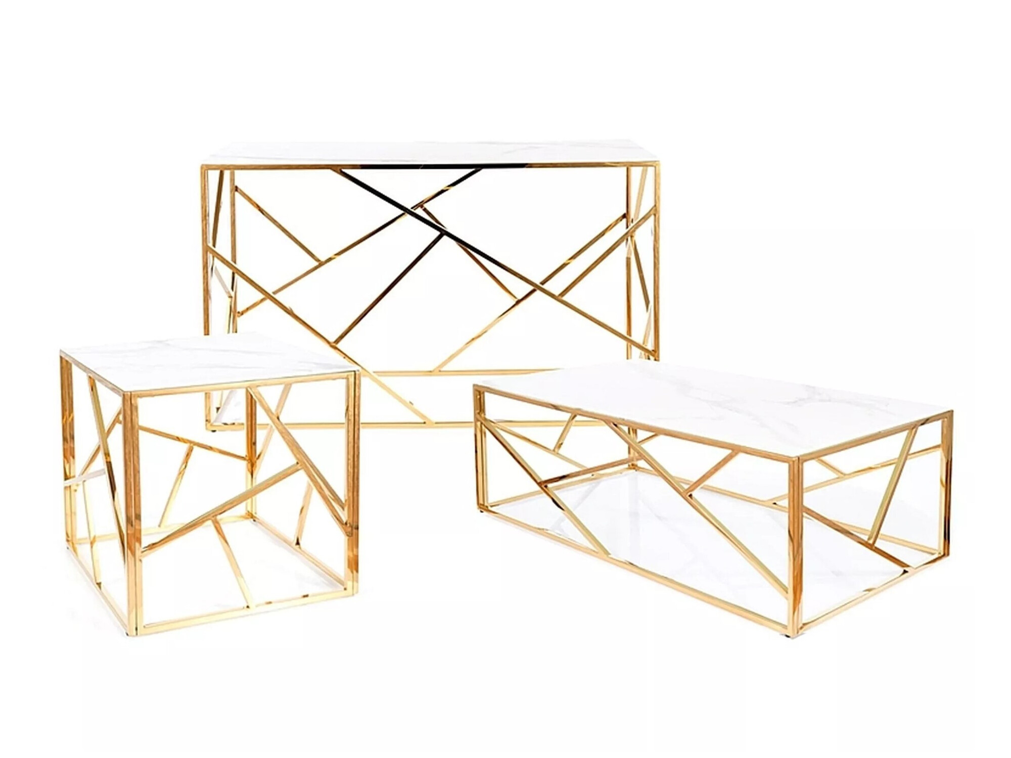 Consola Detroit 459 (Dorado + Mármol blanco)