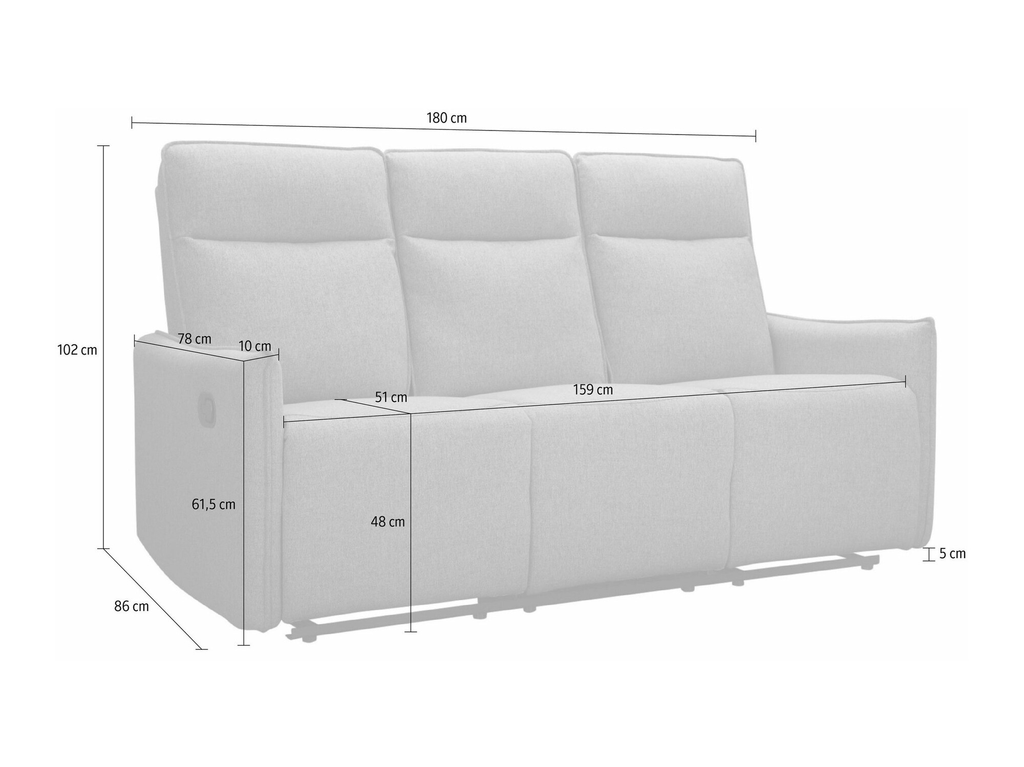 Sofá reclinable Tulsa 647 (Marrón)