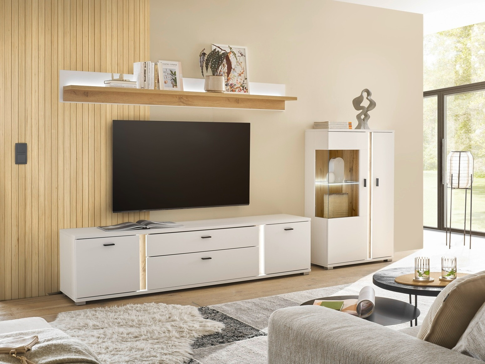 Aparador Avimavi 102 (Blanco + Roble wotan)