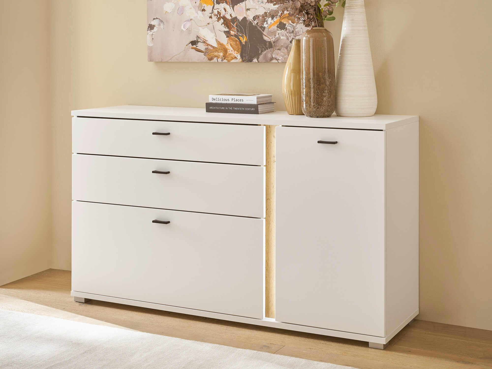 Cómoda Avimavi 106 (Blanco + Roble wotan)