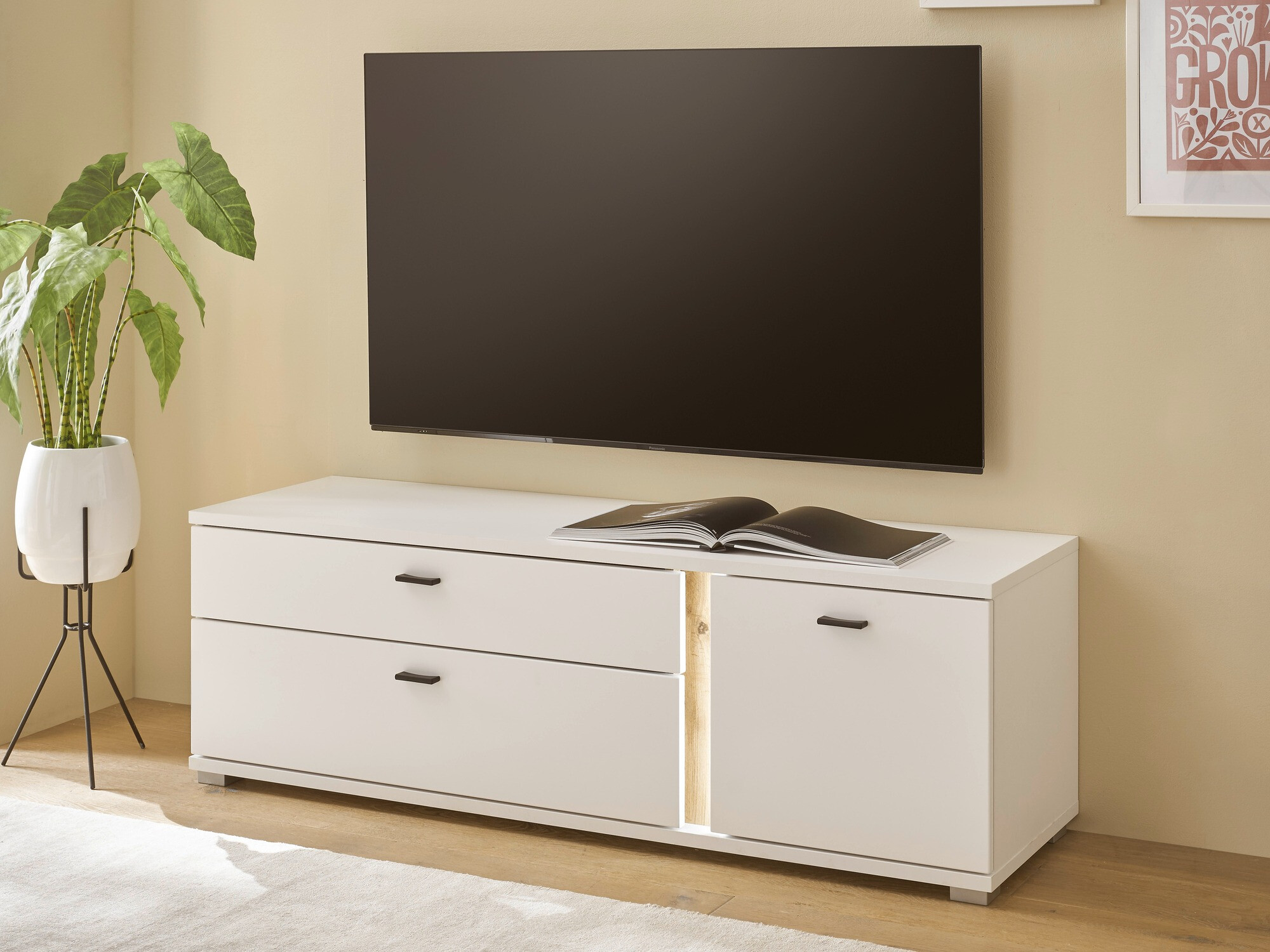 Mueble TV Avimavi 104 (Blanco + Roble wotan)