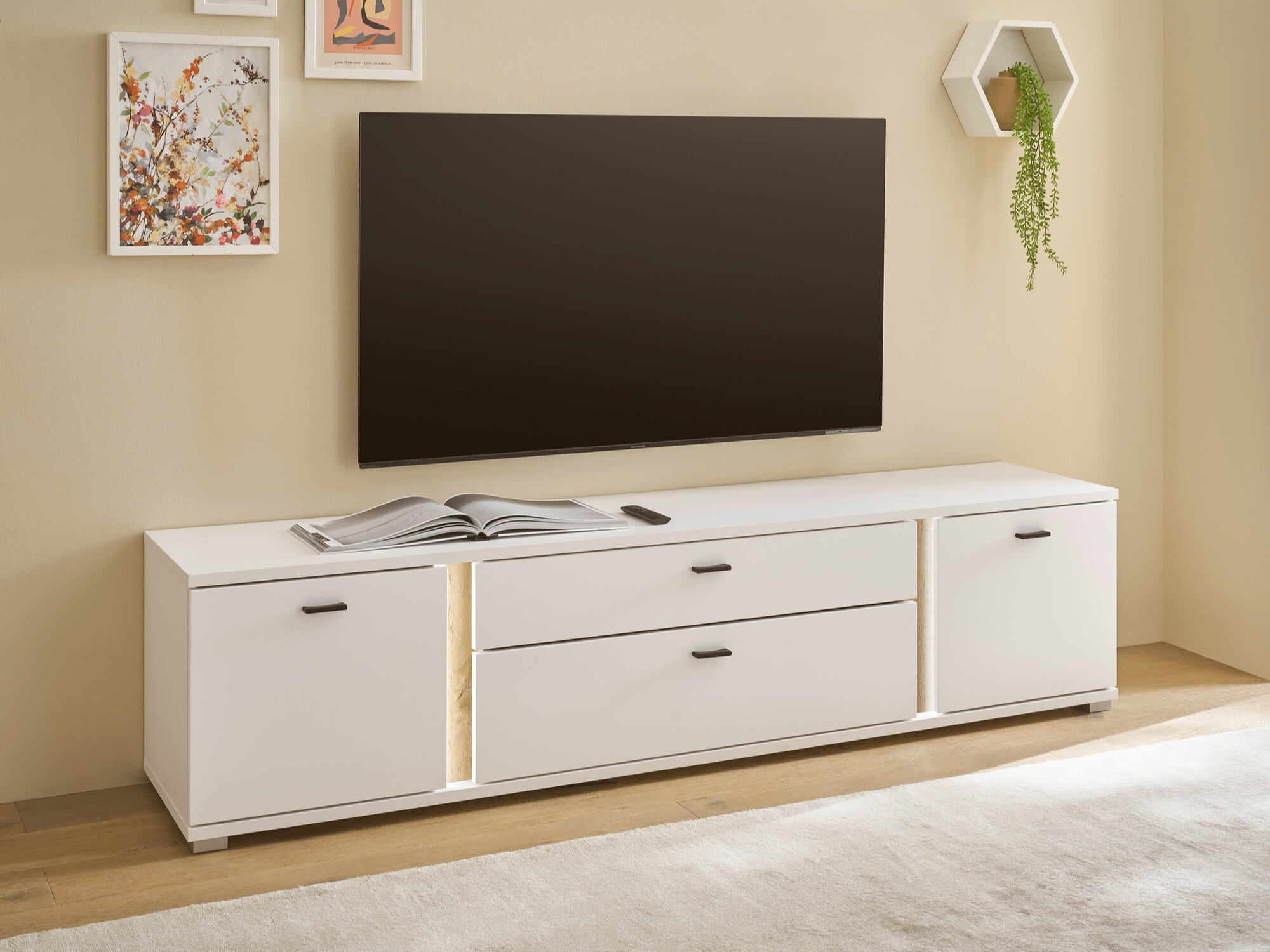 Mueble TV Avimavi 105 (Blanco + Roble wotan)